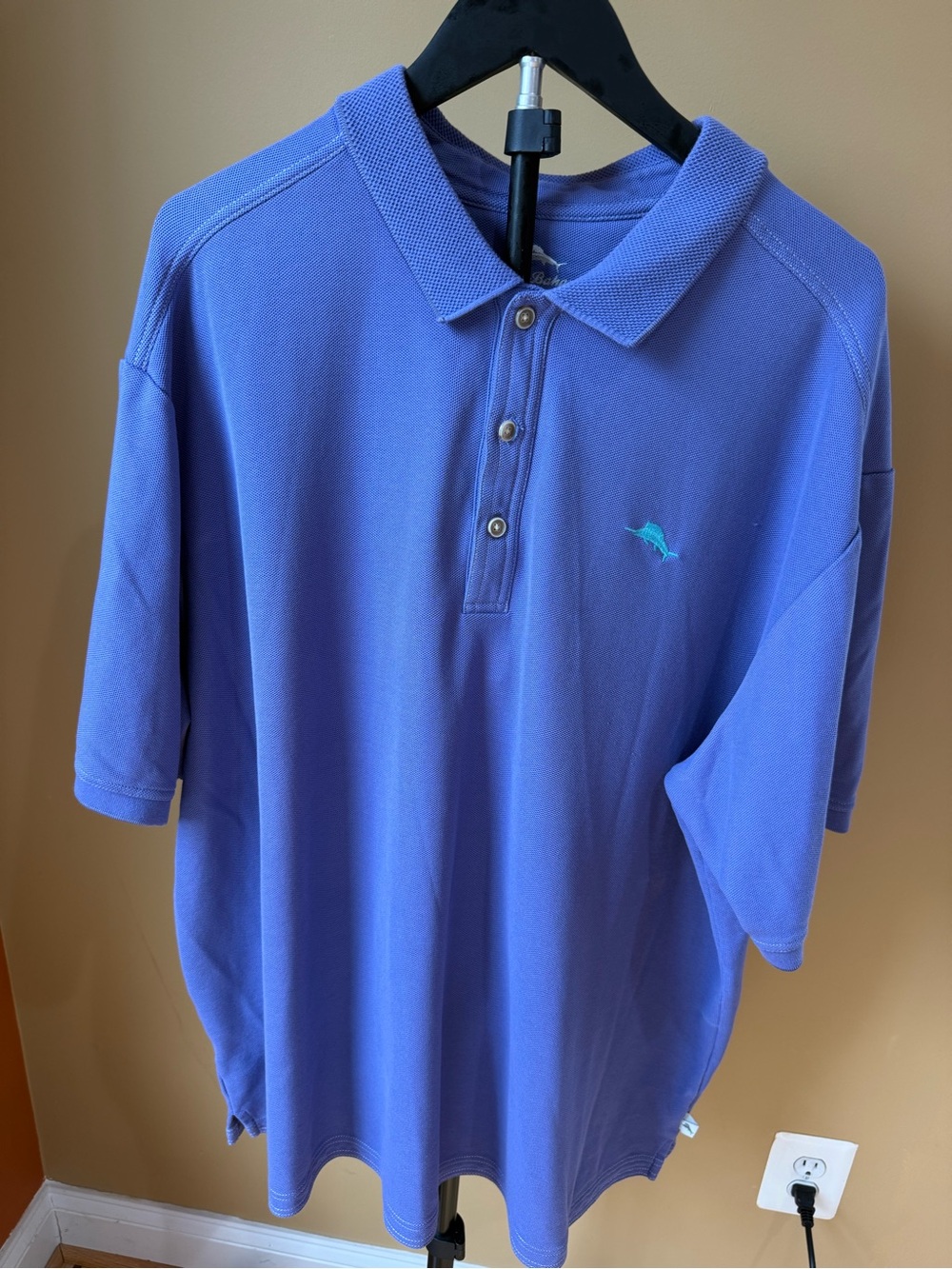 Tommy Bahama Purple Polo with Teal Marlin Embroidery